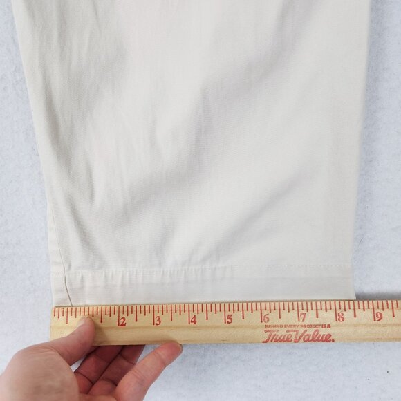 Talbots Pants Womens 16 Cream Chino Crop High Rise Flat Front Straight Leg Capri - Picture 6 of 10